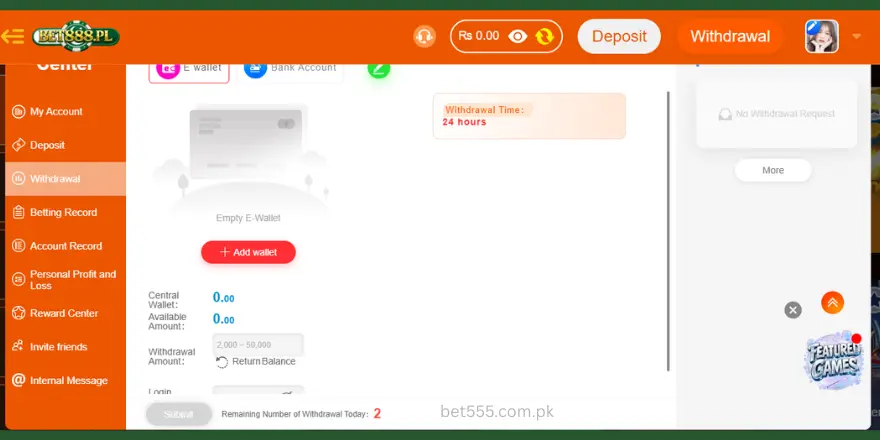 BET55 game withdrawal